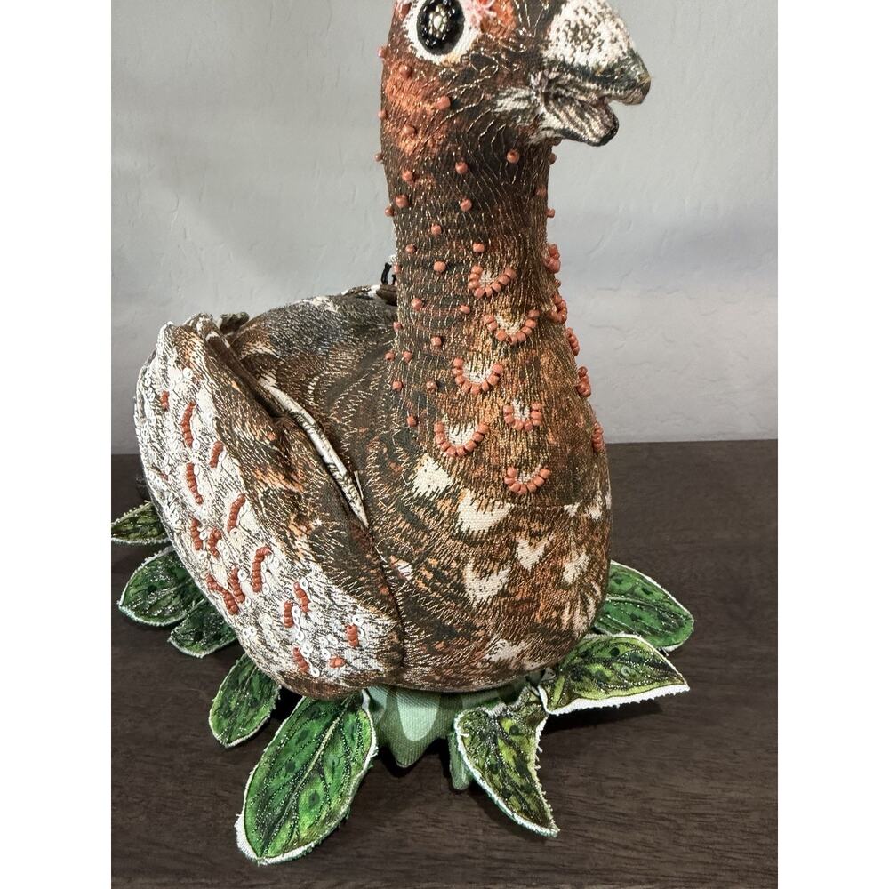 John Derian Target‎ Limited Edition Fall Shaped Beaded Grouse Bird Pillow 11X15" - Picture 8 of 11